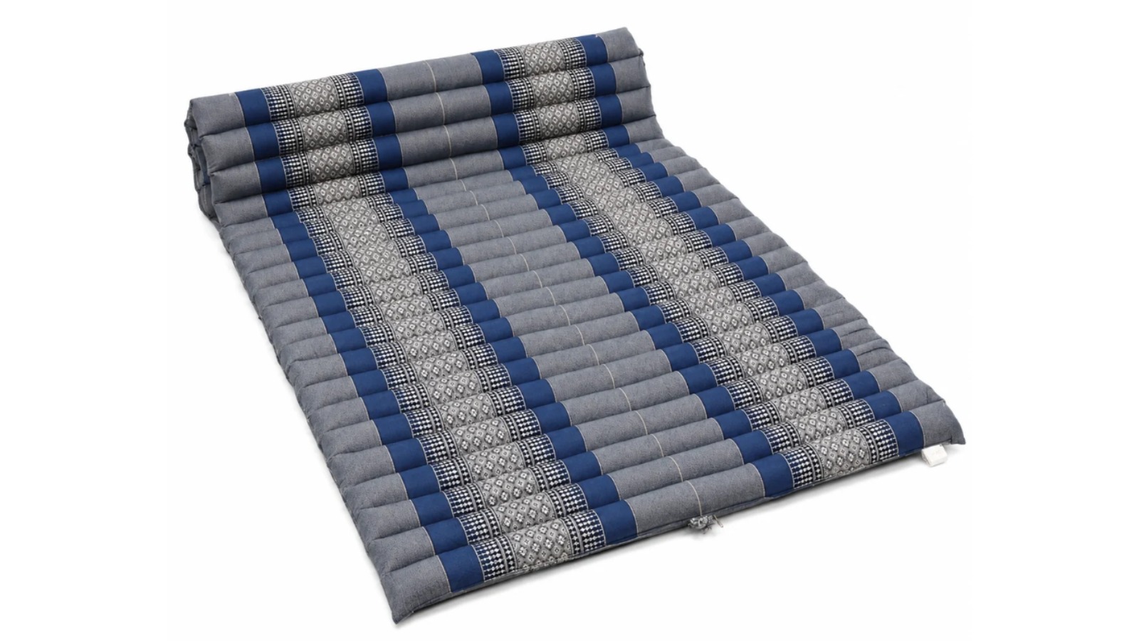 Mango Trees Handmade Thai Kapok Roll-Up Mattress Organic Sleeping Mat - Grey/Blue