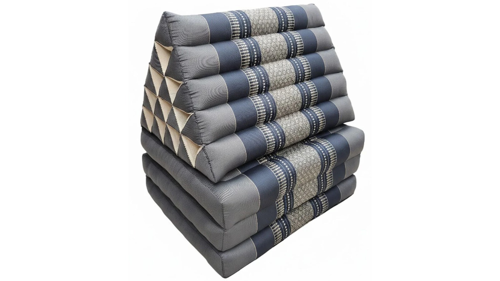 Mango Trees Jumbo 3-Fold Thai Triangle Day Bed Cushion - Grey/Blue