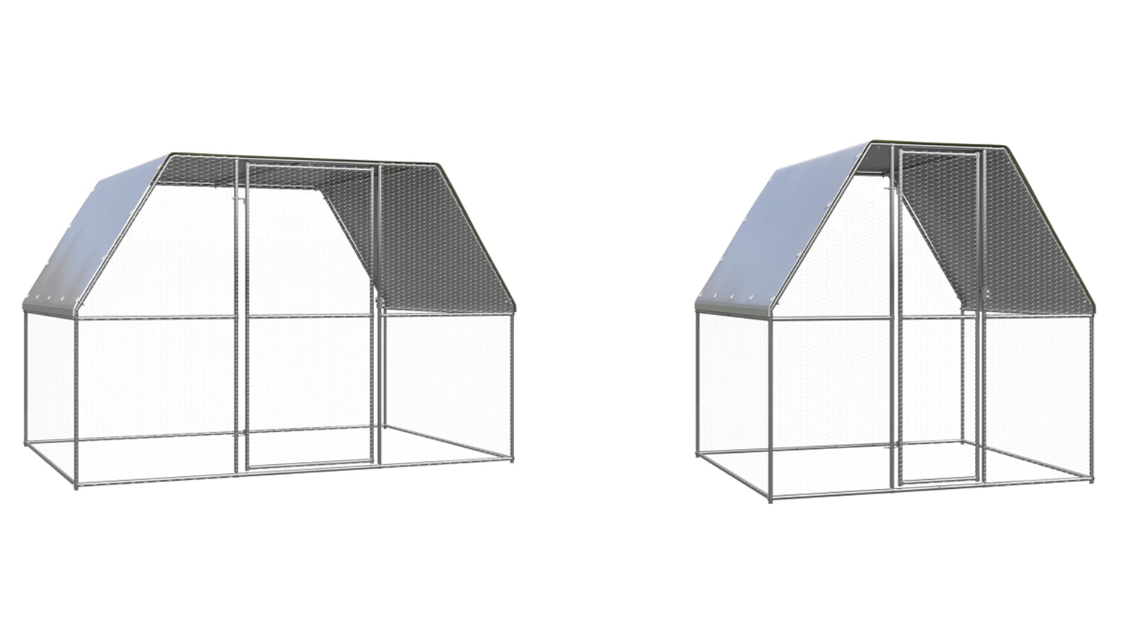 vidaXL Galvanised Steel Silver/Grey Chicken Cage