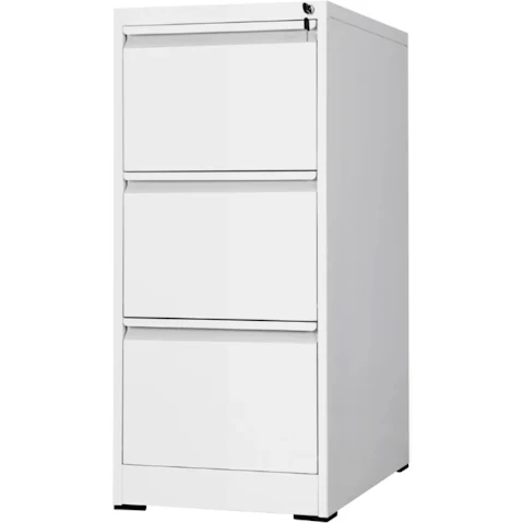 3-Drawer Office Storage Furniture Organiser Steel File Cabinet - White