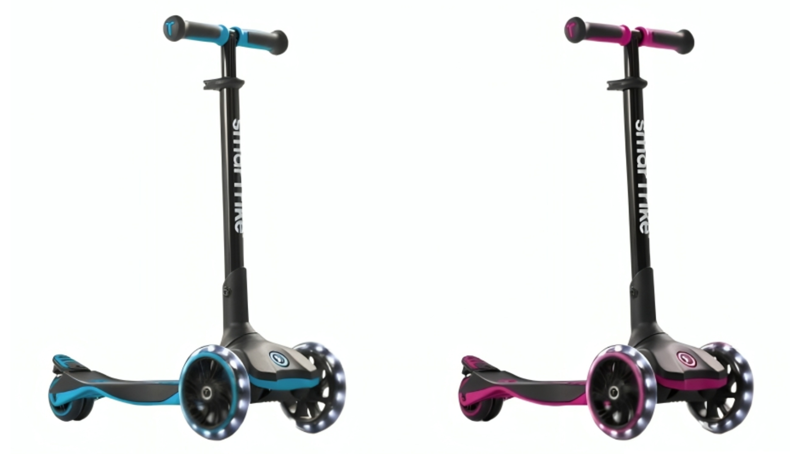 SmarTrike Kids Adjustable Ride-On LED Light Up 3-Wheel Foldable Kick Scooter