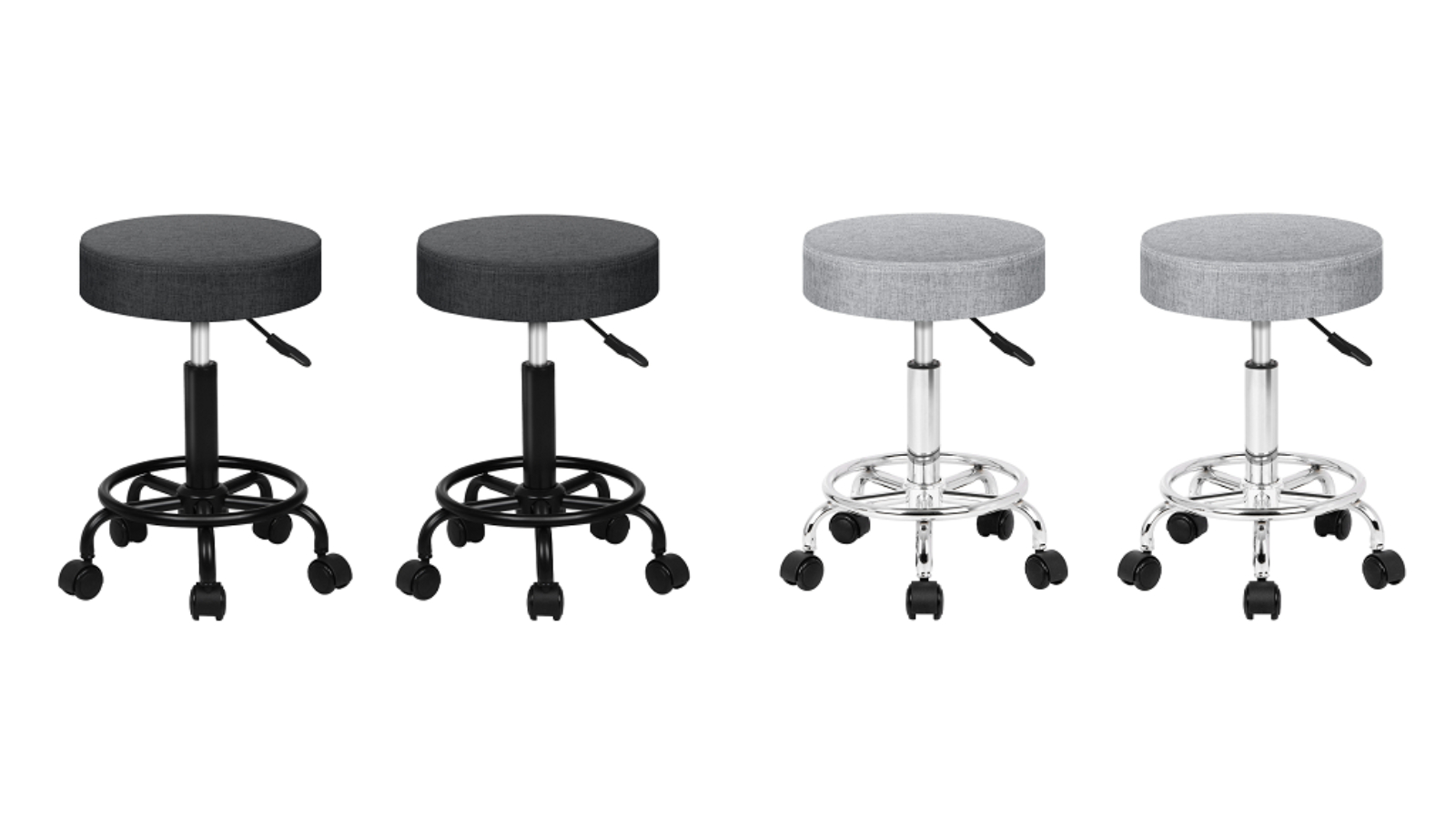 Alfordson Set of 2 Round Fabric Swivel Barber Hair Dress Salon Stool