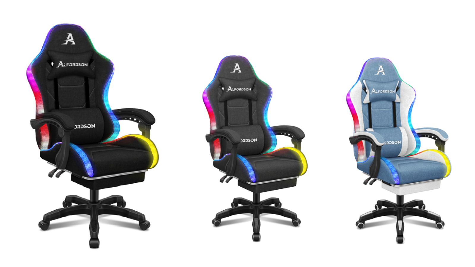 Alfordson 12 RGB LED Fabric Gaming Office Massage Chair