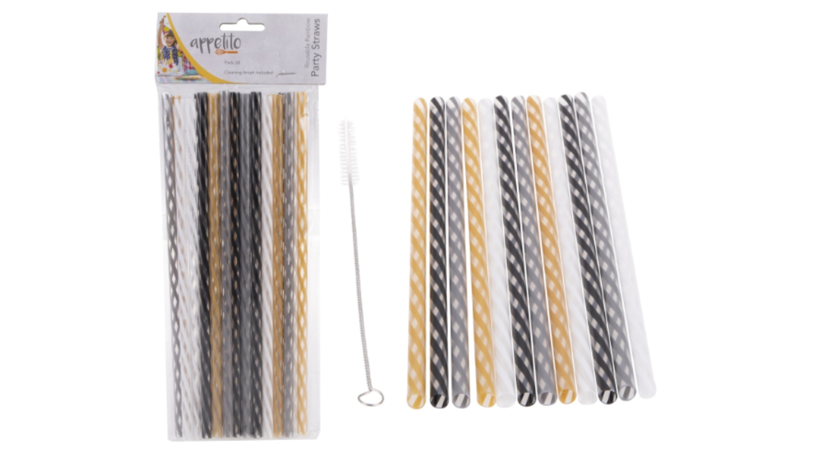 Appetito Reusable BPA Free Glitz and Glam Straws - Set of 24