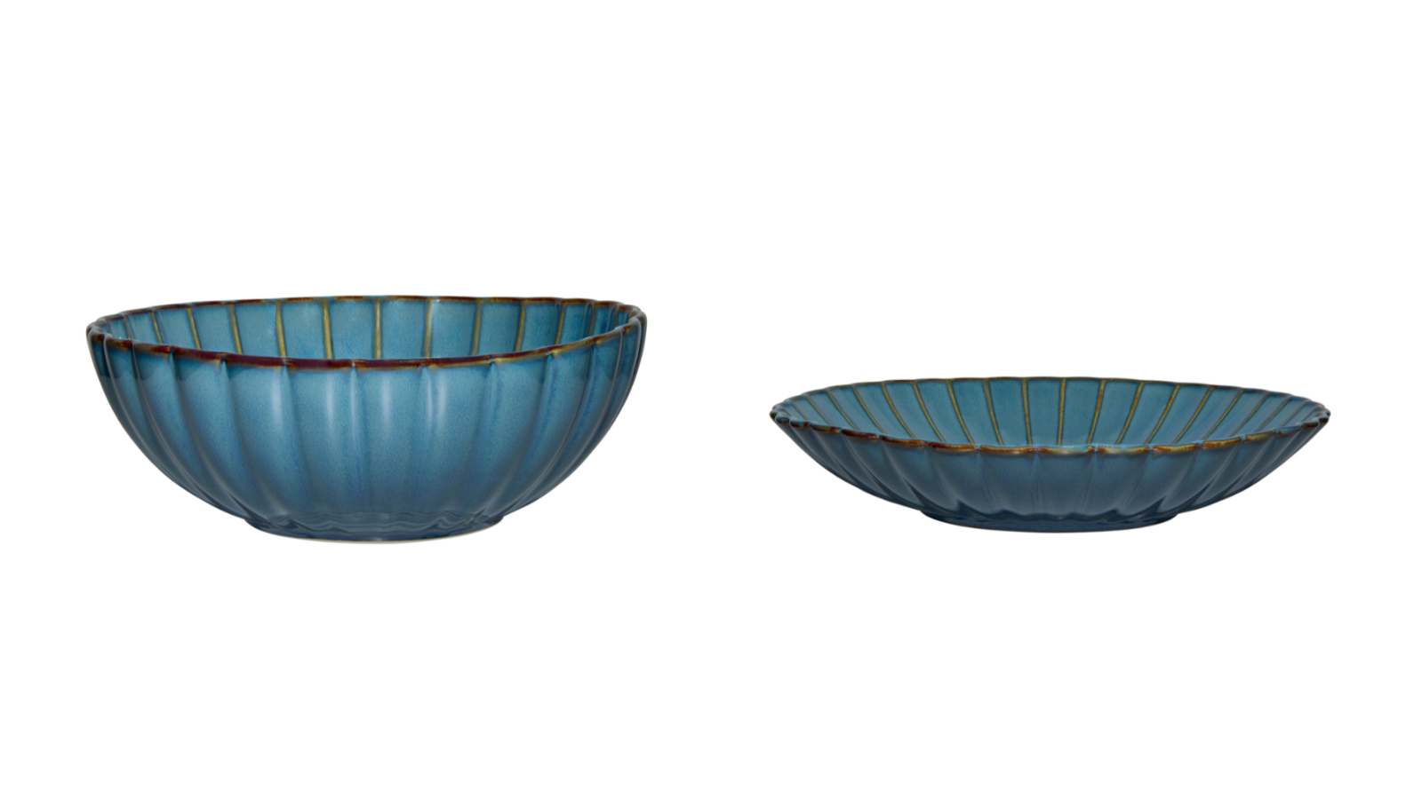 Casa Domani Solare Round Stoneware Azure Serving Bowl