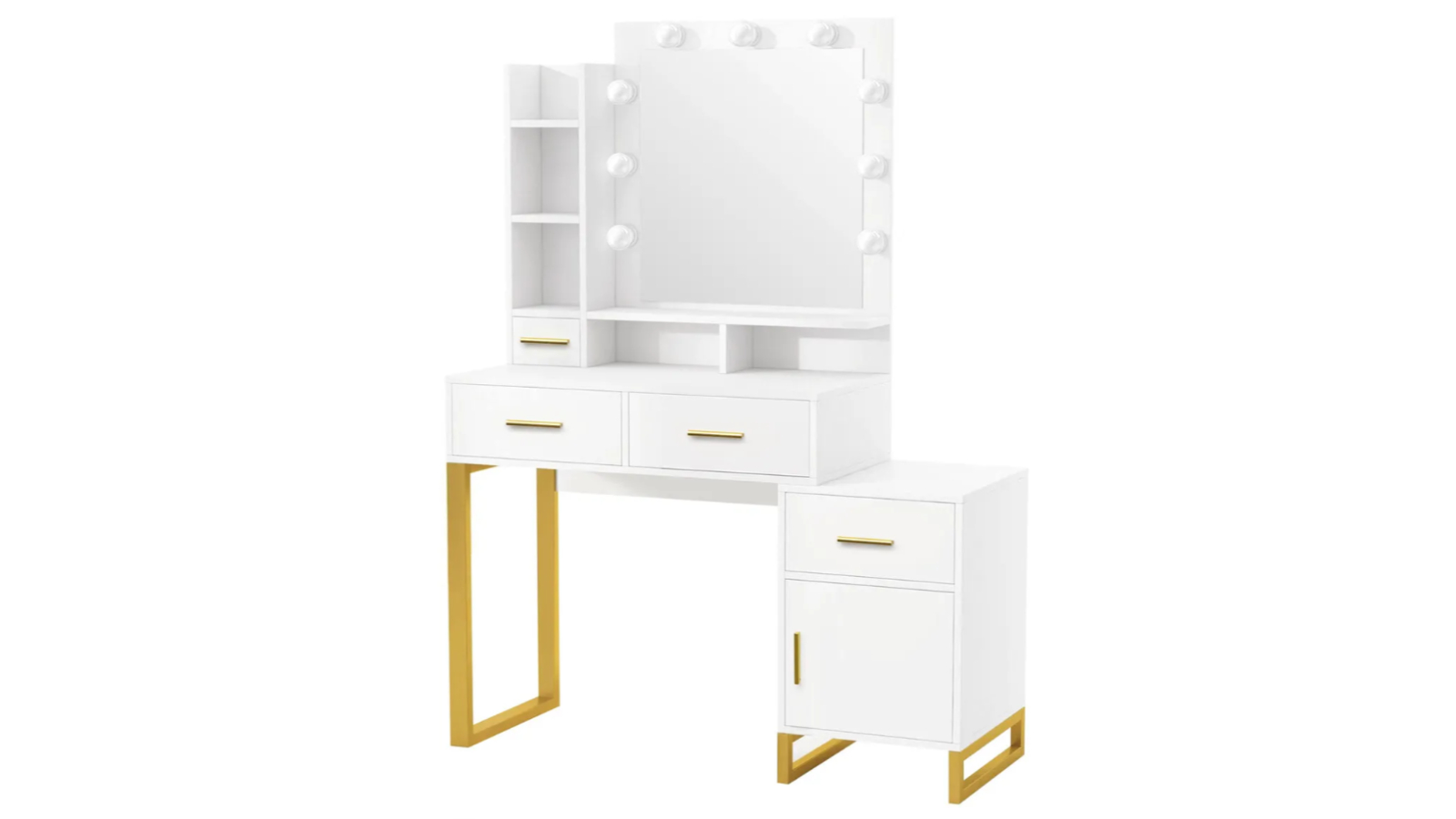 Crazy Sales 4-Drawer Hollywood Vanity Desk with Mirror