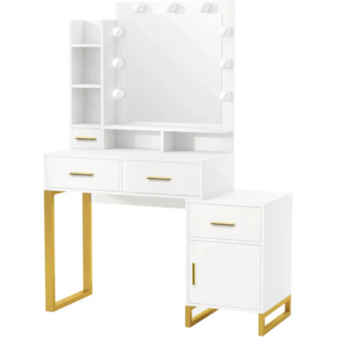 Crazy Sales 4-Drawer Hollywood Vanity Desk with Mirror
