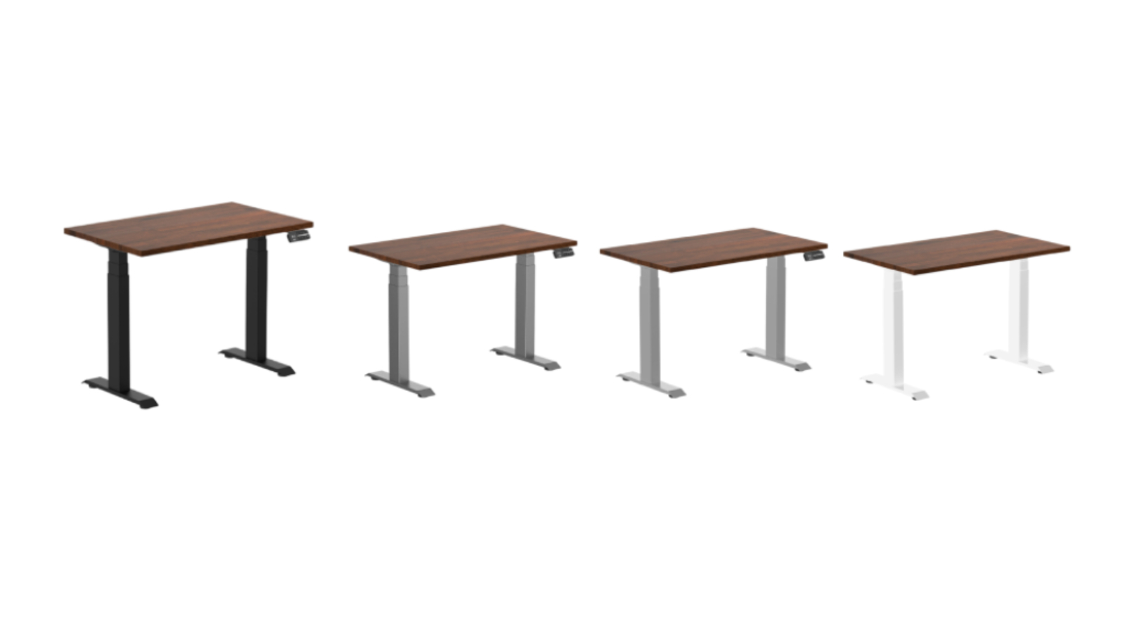 Desky Red Walnut Dual Mini Rubberwood Sit Stand Desk
