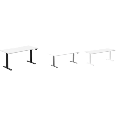 Desky White Dual Scalloped Melamine Sit Stand Desk