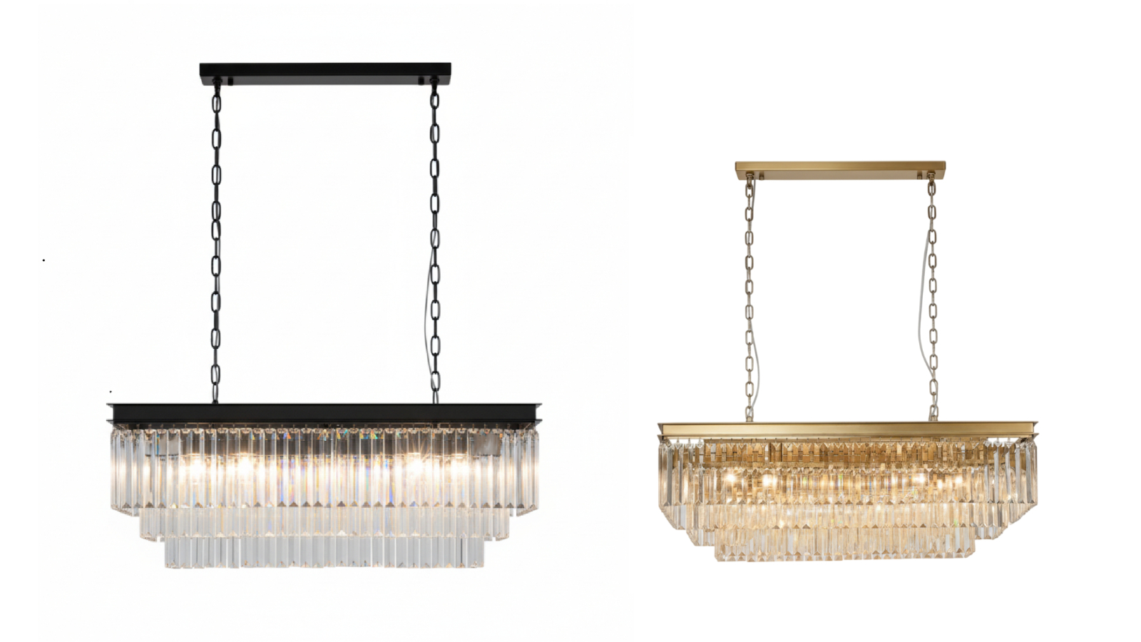 Element Lighting Marf 3-Tier 15-Light Rectangle Crystal Chandelier