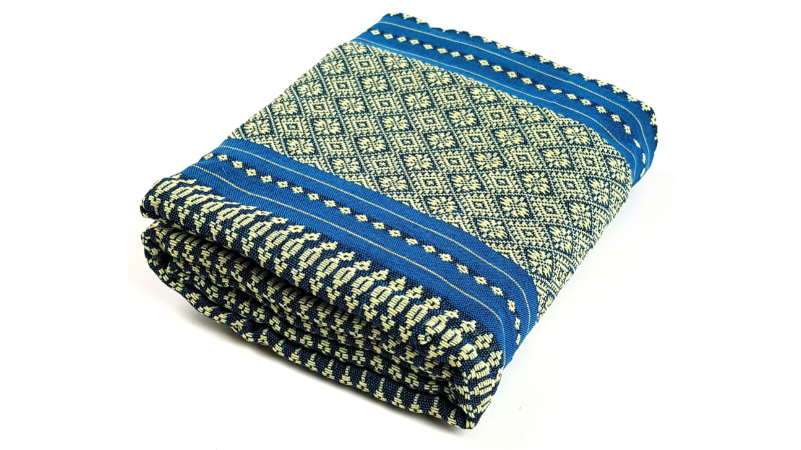 Mango Trees Large Thai Triangle Mattress Cotton Handmade  Protector Cover - Blue