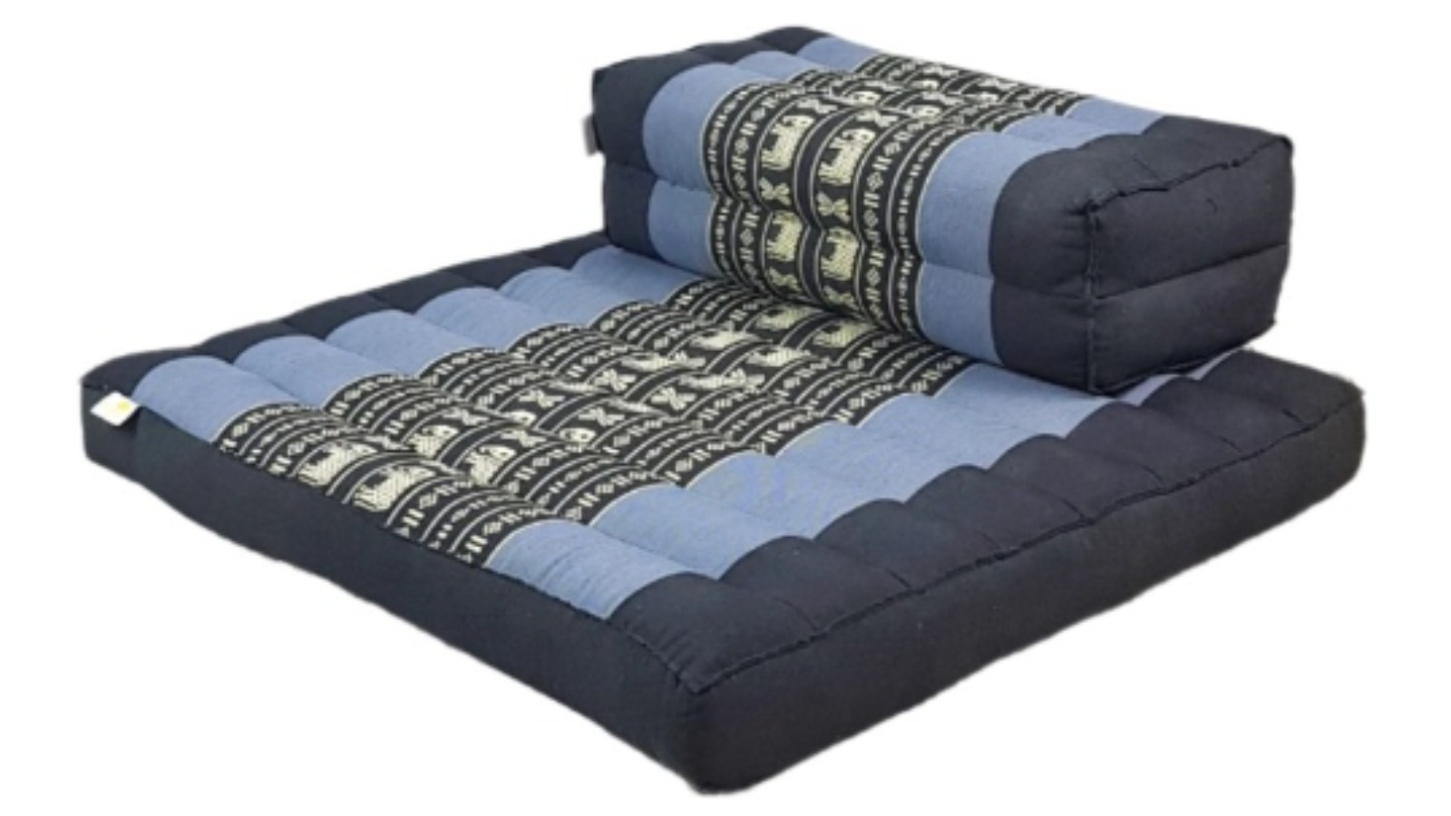 Mango Trees Handmade Kapok Meditation Cushion and Seating Block Set - Grey/Blue