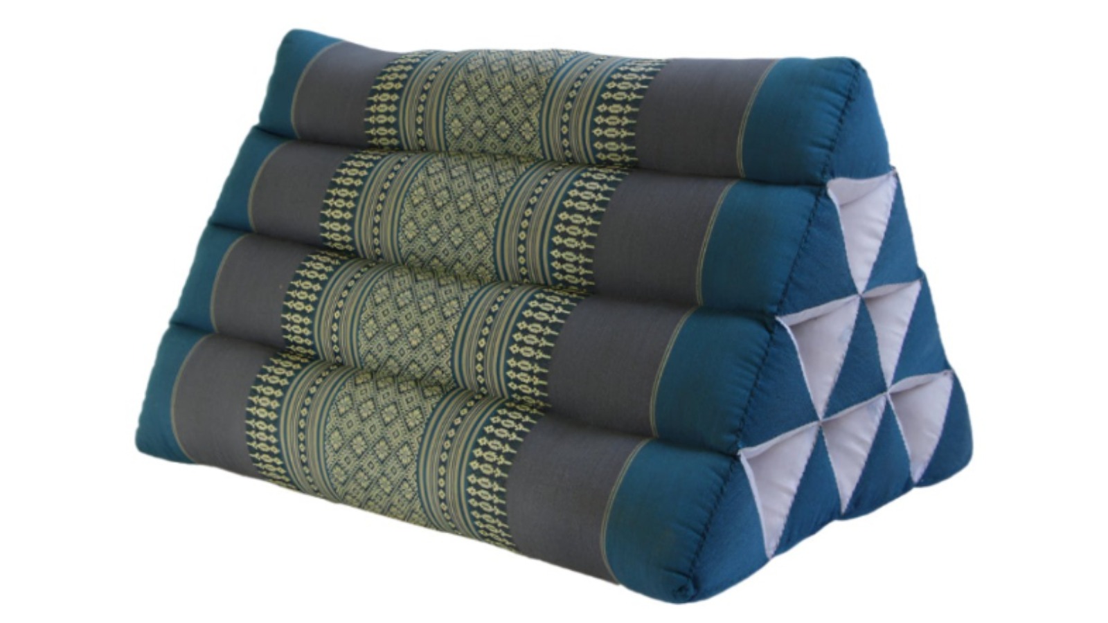 Mango Trees Thai Triangle Kapok Fill Backrest Cushion - Blue Grey