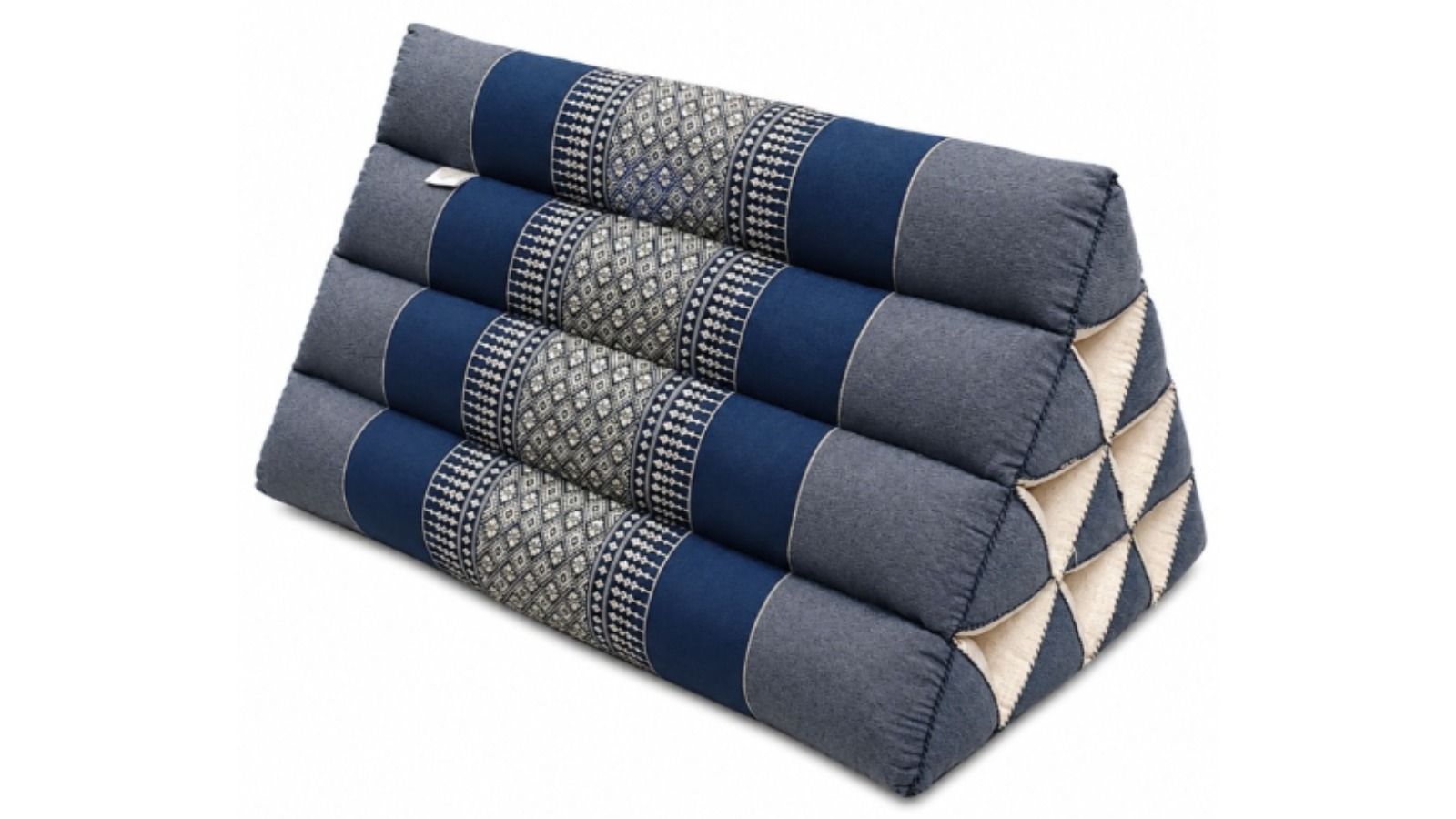 Mango Trees Thai Triangle Kapok Fill Backrest Cushion - Grey/Blue