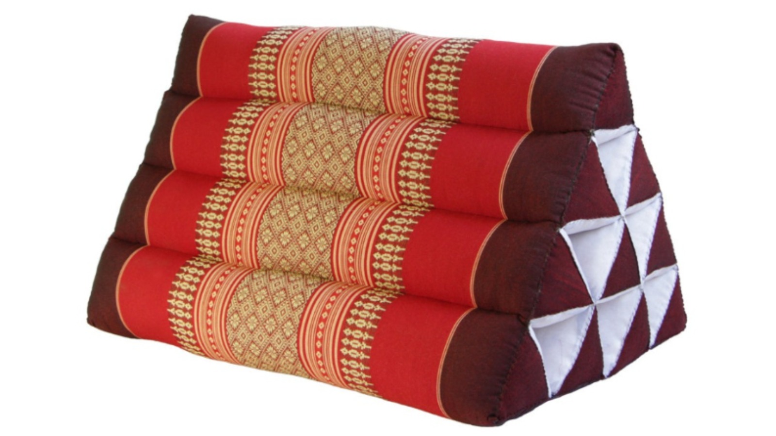 Mango Trees Thai Triangle Kapok Fill Backrest Cushion - Red