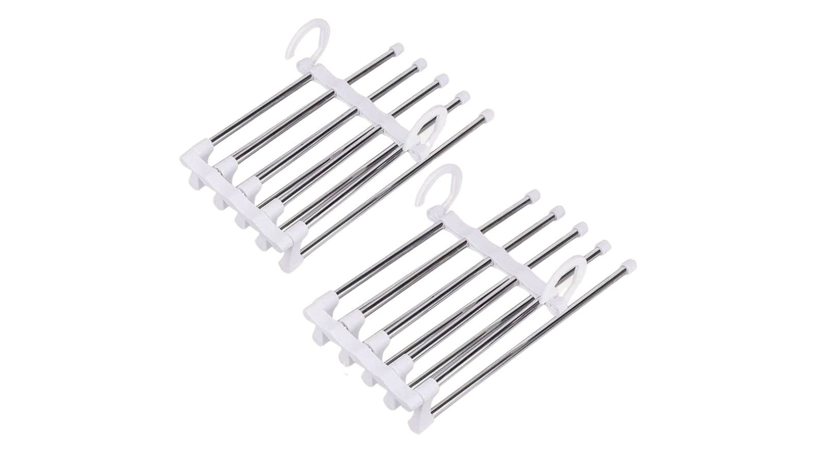 Carla Home Pack of 2 Stainless Steel Adjustable 5-in-1 Pants Hanger
