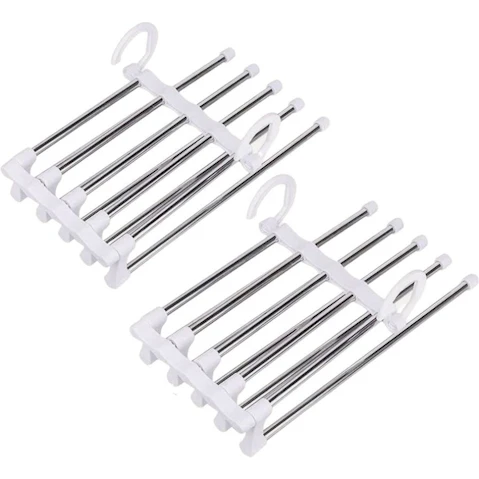 Carla Home Pack of 2 Stainless Steel Adjustable 5-in-1 Pants Hanger