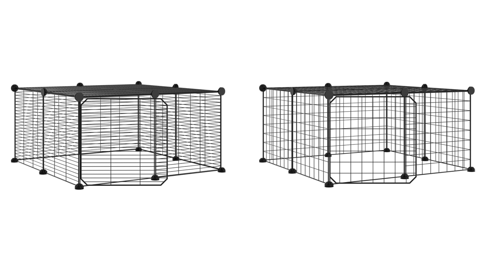 vidaXL 12-Panel Steel Black Dog Cage with Door 