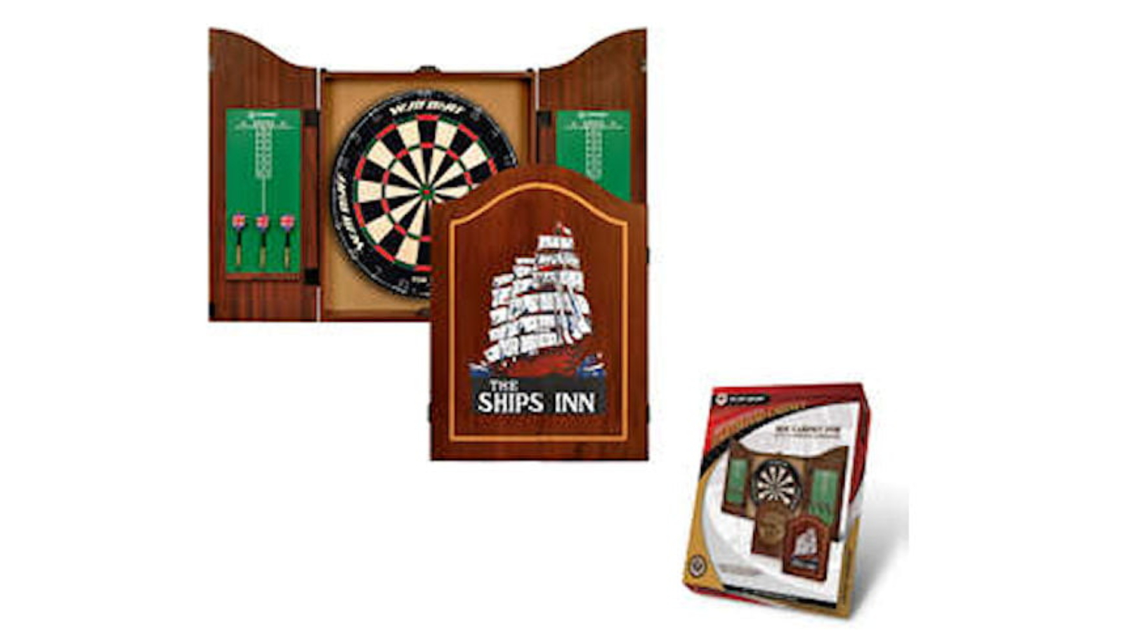 Mitchell The Ships in Bristle Winmax Dart board Set Cabinet + Darts