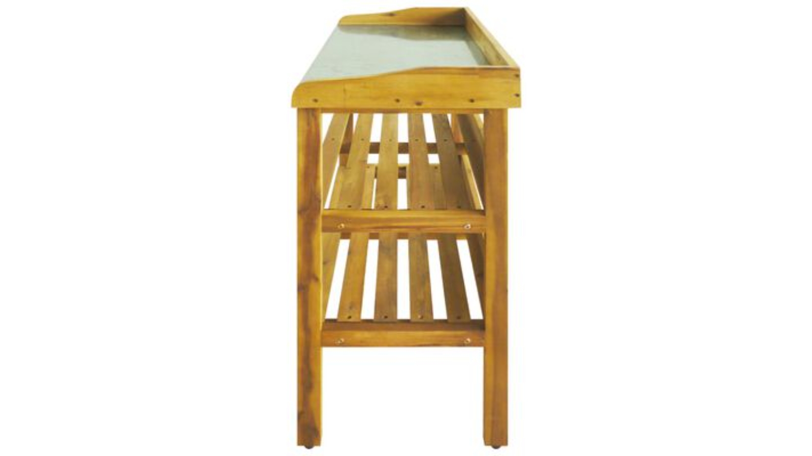 vidaXL Potting Bench with Shelves Solid Acacia Wood and Zinc