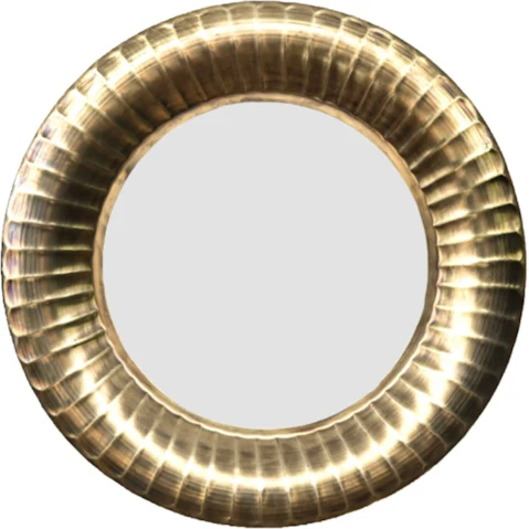 SSH Collection Zane Brass Wide Round Wall Mirror - 60cm