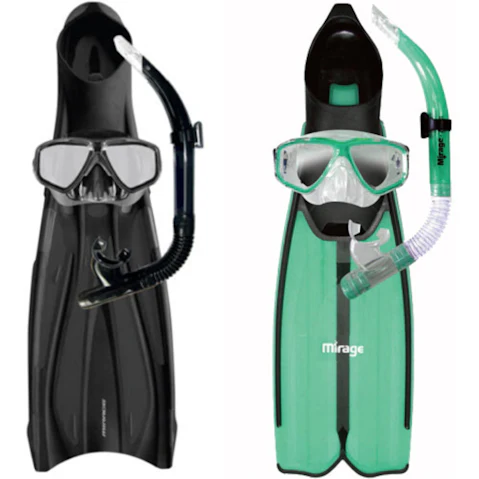 Mirage Barracuda Small Fin Mask and Snorkel Set with Tempered Glass Lens