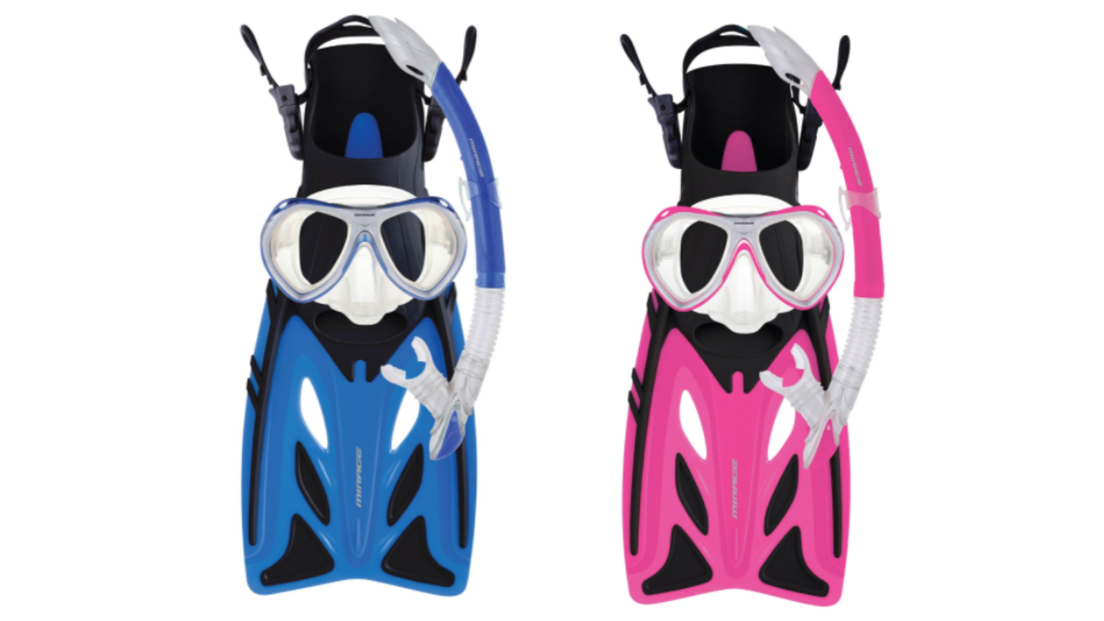 Mirage Crystal Junior Large/X-Large Snorkel Mask and Fin Set with Tempered Glass Lens
