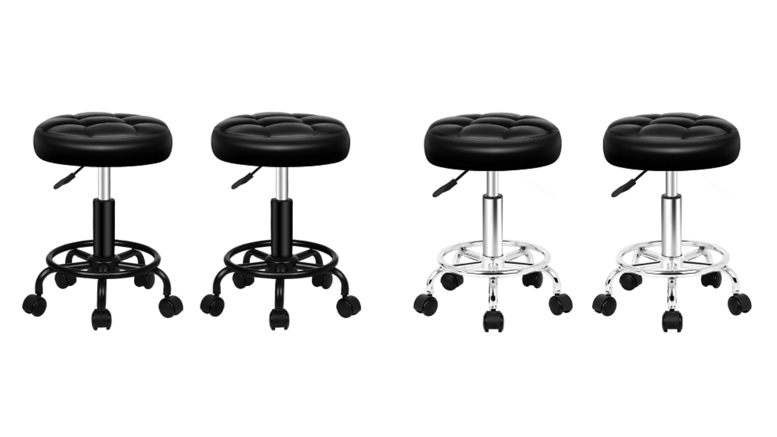 Alfordson Set of 2 Round Tufted Swivel Barber Hair Dress Gas Lift Salon Stool