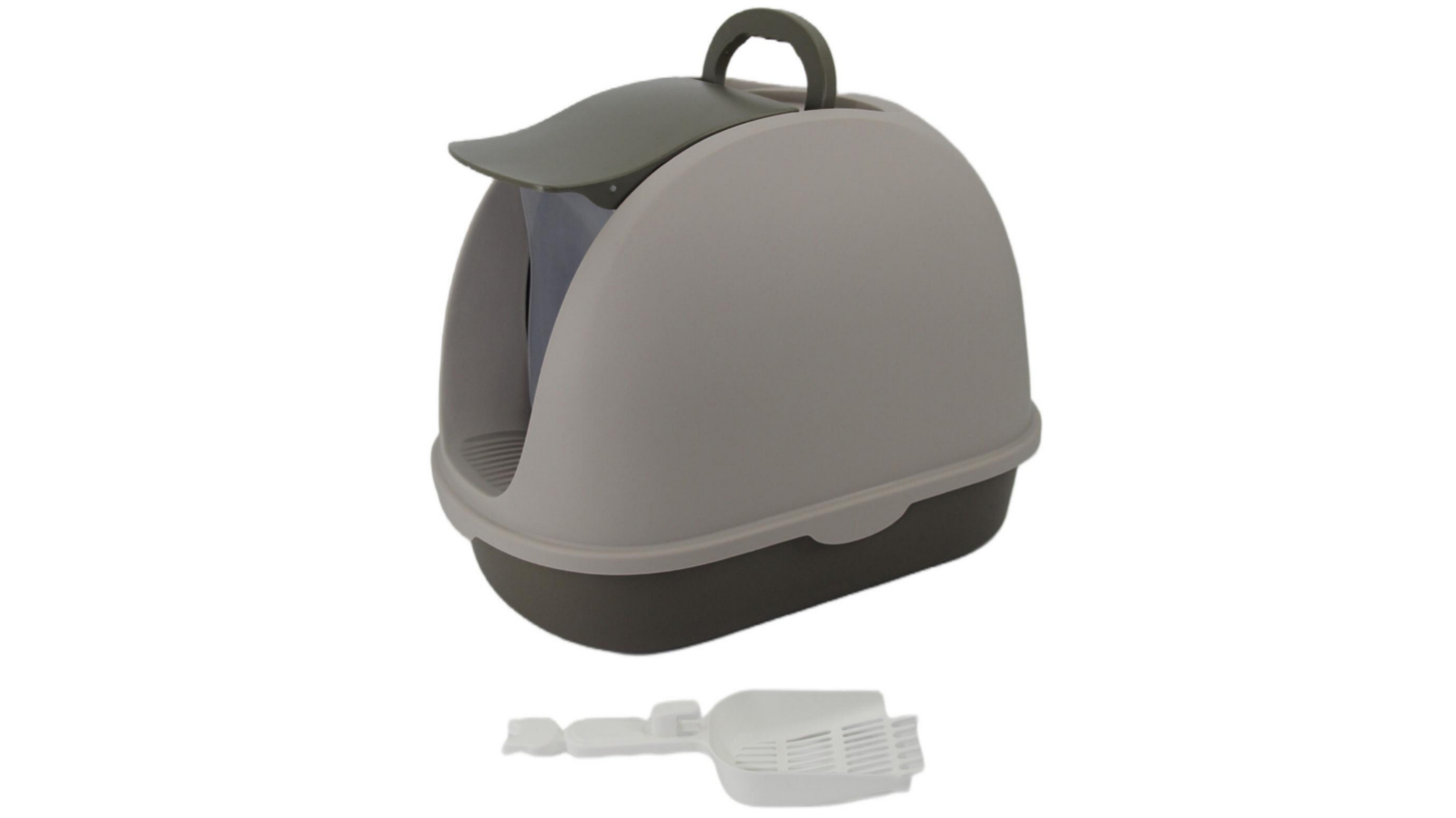 YES4PETS Cat Litter Box Portable Hooded Tray House with Handle and Scoop - Brown