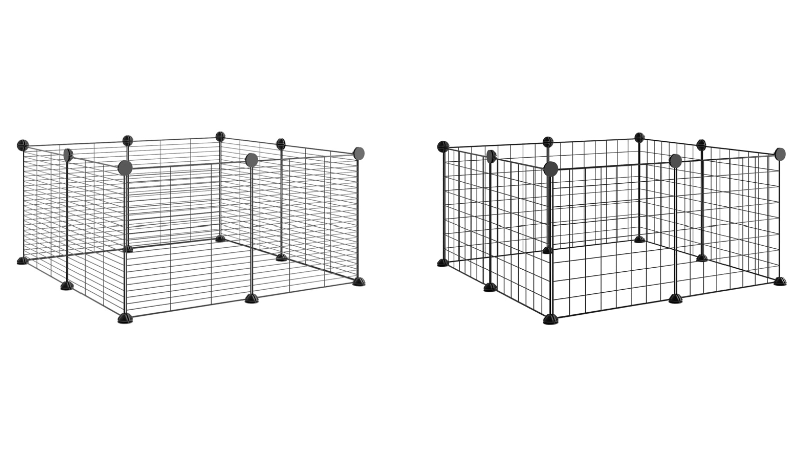 vidaXL 8-Panel Steel Black Pet Cage