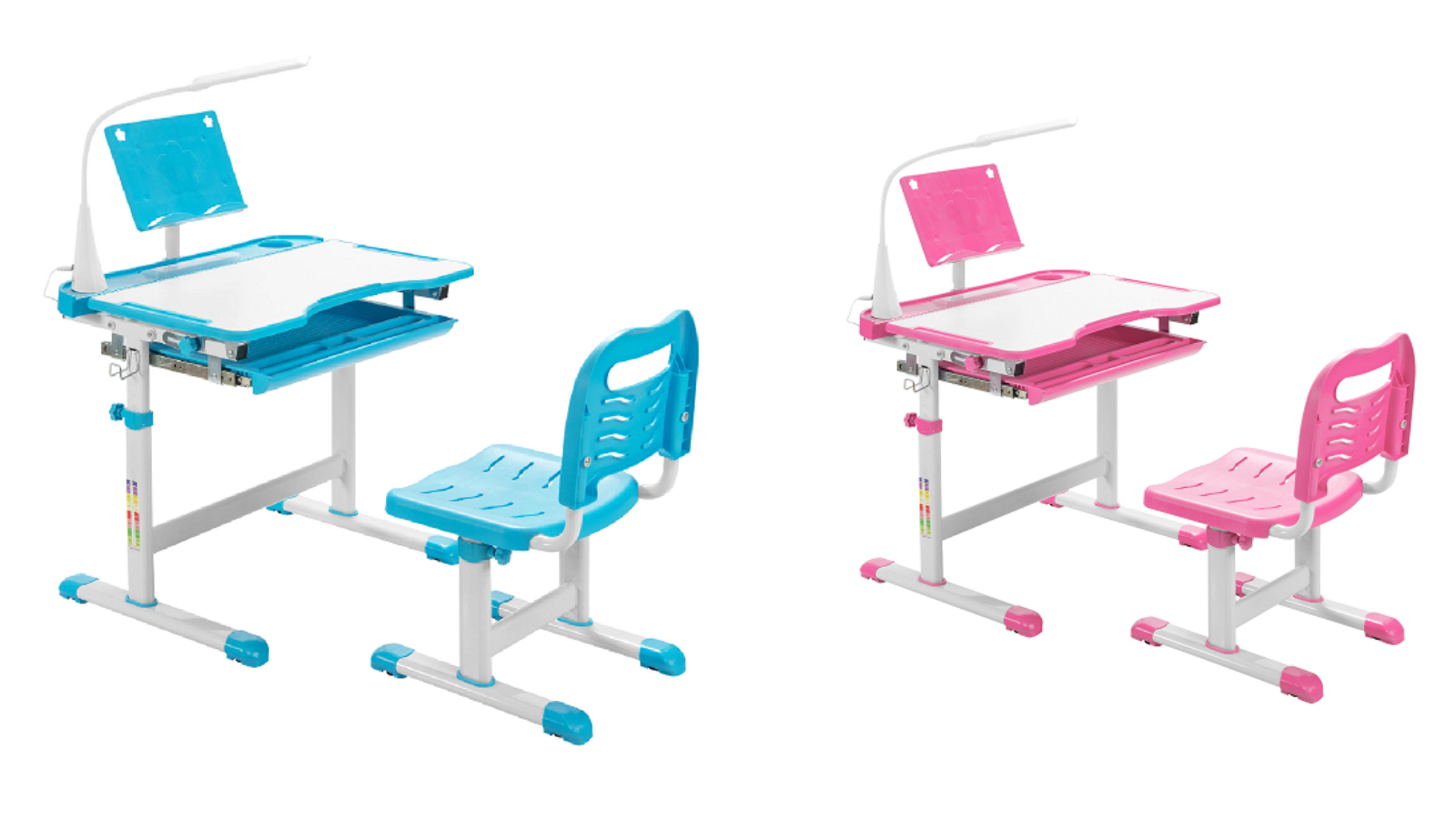 Costway Adjustable Study Desk and Chair Set with Book Stand and LED Light