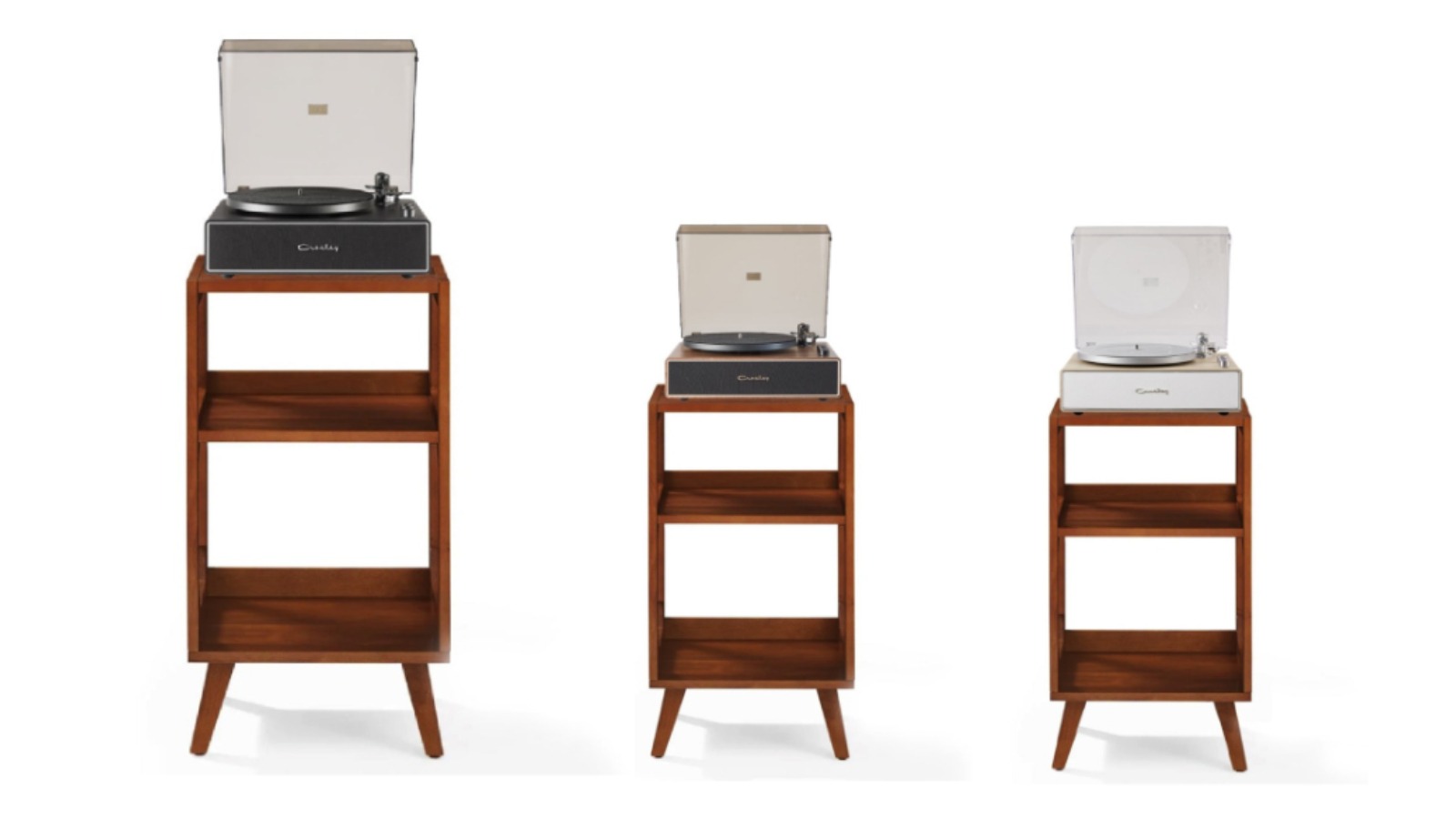 Crosley Stave 2-Speed Bluetooth Record Player Turntable with Built-in Speakers + Asheville Stand Bundle