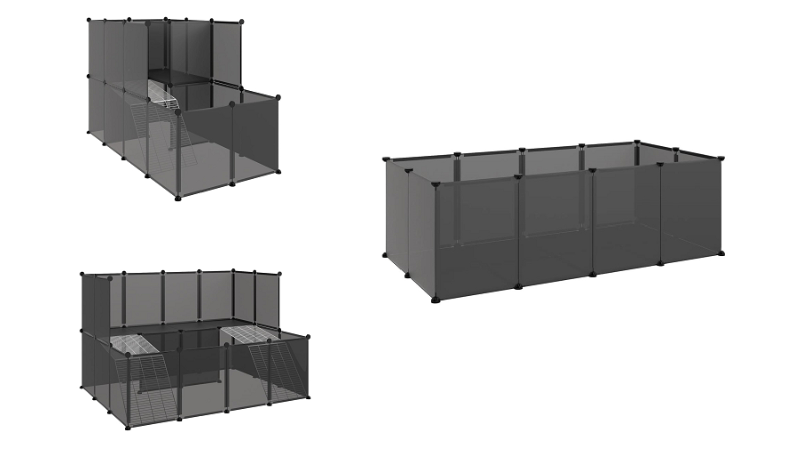 vidaXL Polypropylene and Steel Black Small Animal Cage