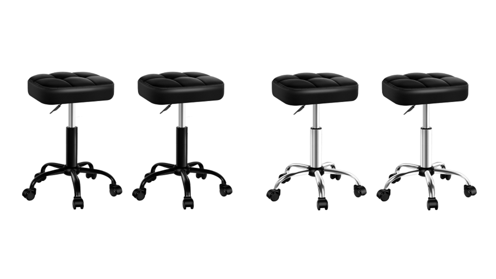 Alfordson Set of 2 Square Tufted Swivel Barber Hair Dress Gas Lift Salon Stool