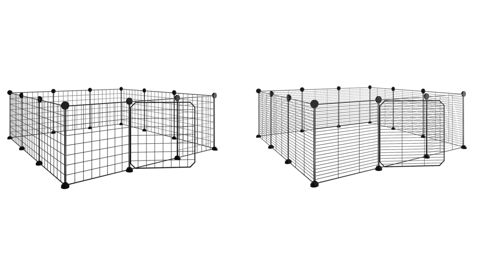 vidaXL 12-Panel Steel Black Pet Cage with Door