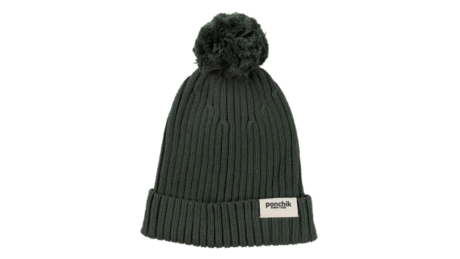 Ponchik Pear Pom Pom Ribbed Knit Beanie - 3 months-5 years