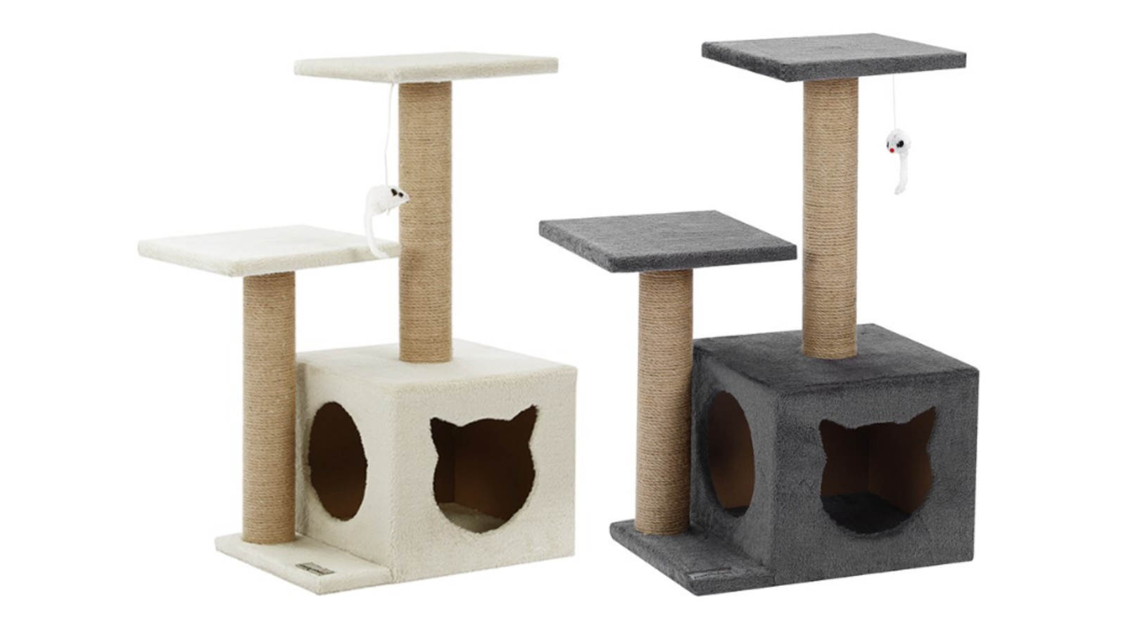 YES4PETS Beige/Grey Cat Tree Scratcher Post Pole - 63cm