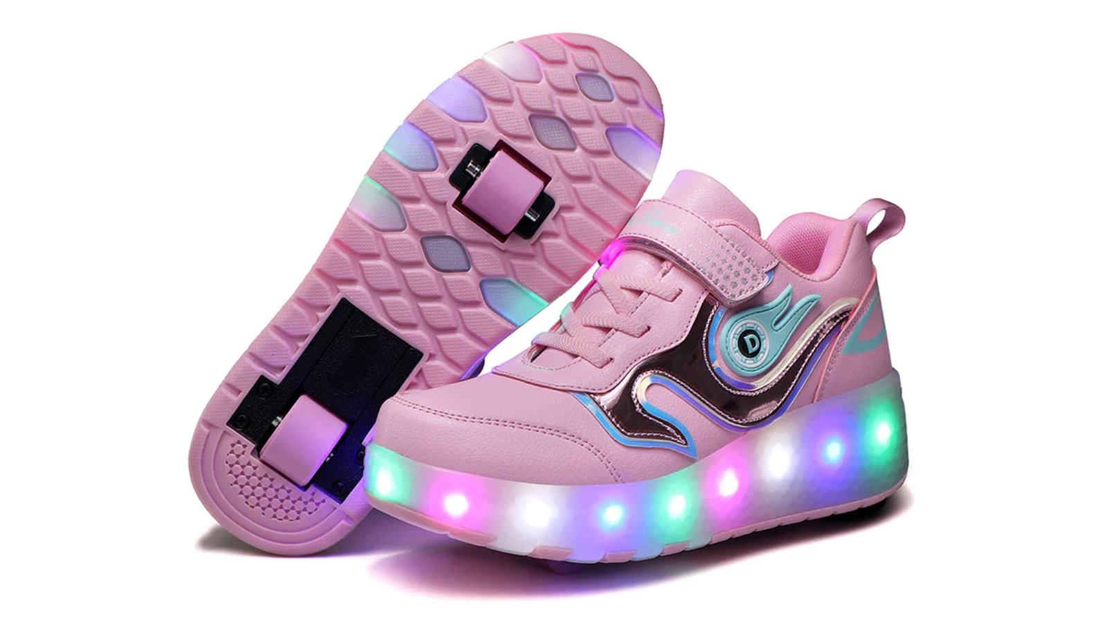 Megajoy Pink E66 Double Wheeled Rechargeable LED Flashlight Roller