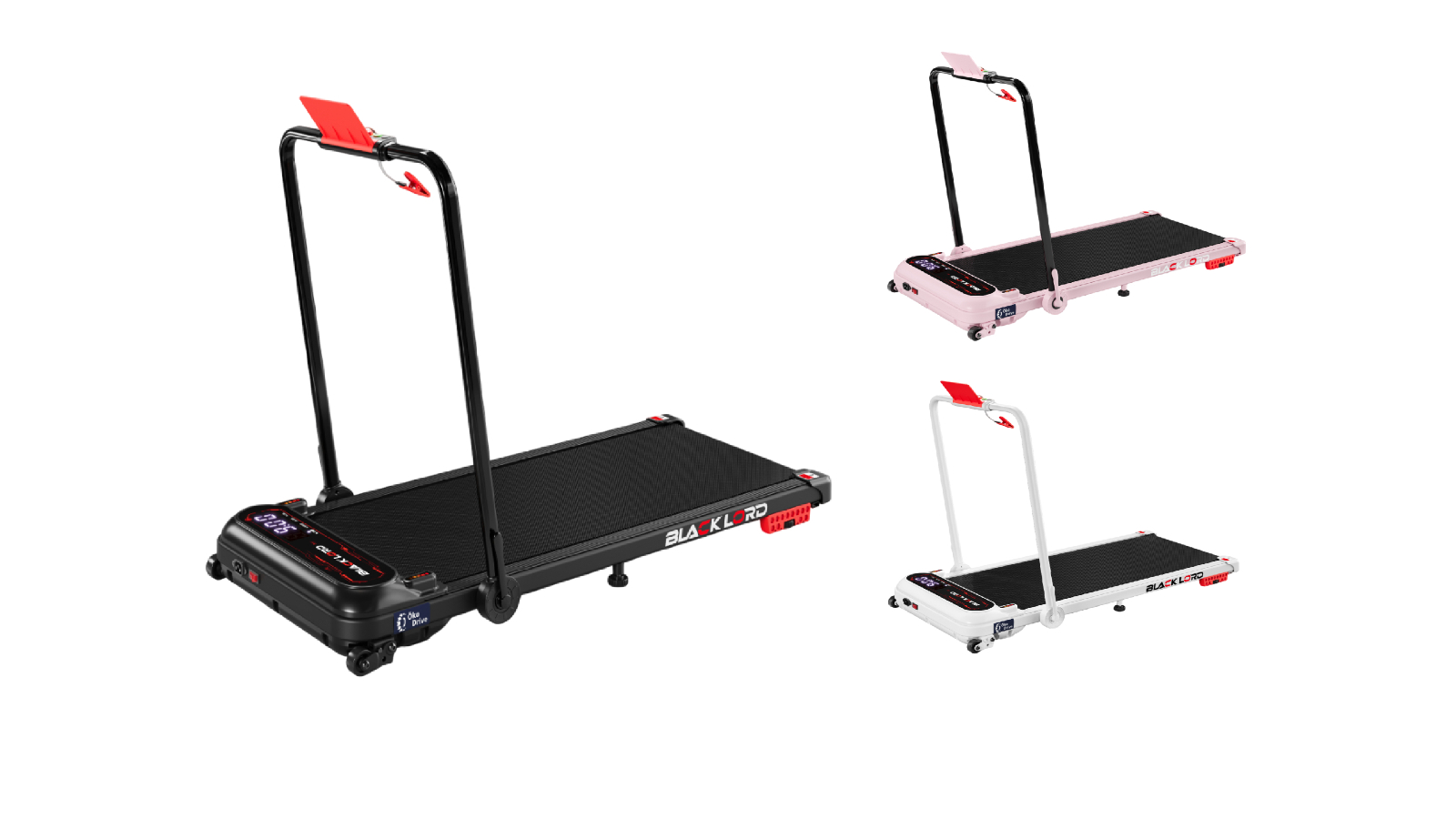 Black Lord Foldable Incline Shock Absorber Electric Walking Pad with Handrail