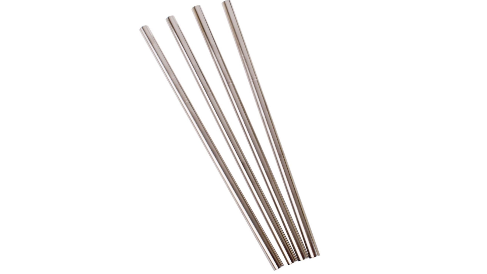 Appetito Set of 4 Straight Stainless Steel Straws + Cleaning Brush