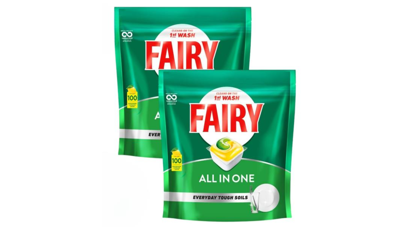 Fairy 2 Piece All-in-1 Lemon Dishwasher Capsule - Pack of 100