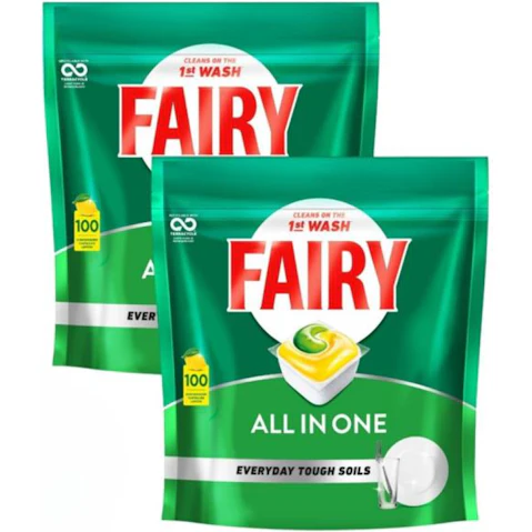 Fairy 2 Piece All-in-1 Lemon Dishwasher Capsule - Pack of 100