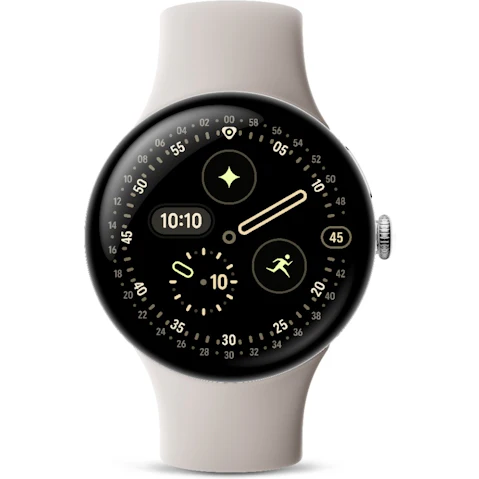 Google Pixel Watch 4 Bluetooth - Polished Silver 45mm Aluminium Case with Porcelain Active Band