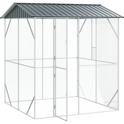 vidaXL 210 x 227 x 247cm Steel Bird Aviary - Anthracite