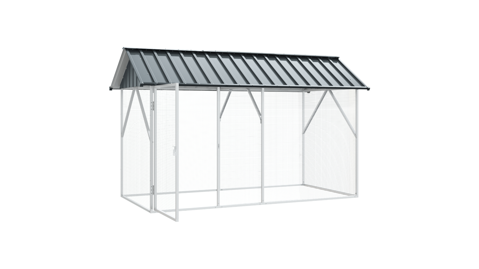 vidaXL Anthracite Steel Bird Aviary - 112 x 227 x 141cm