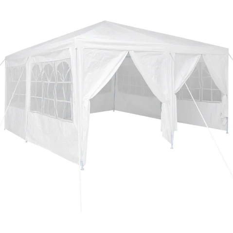 vidaXL 4 x 4metre PE Party Tent with 8 Sidewalls - White