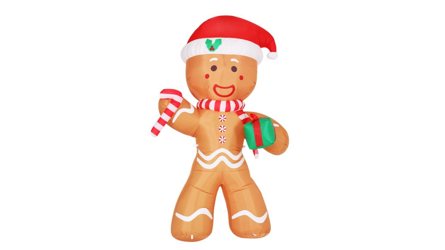 Jingle Jollys 2.4M Christmas Inflatable Gingerbread Man Illuminated Decorations