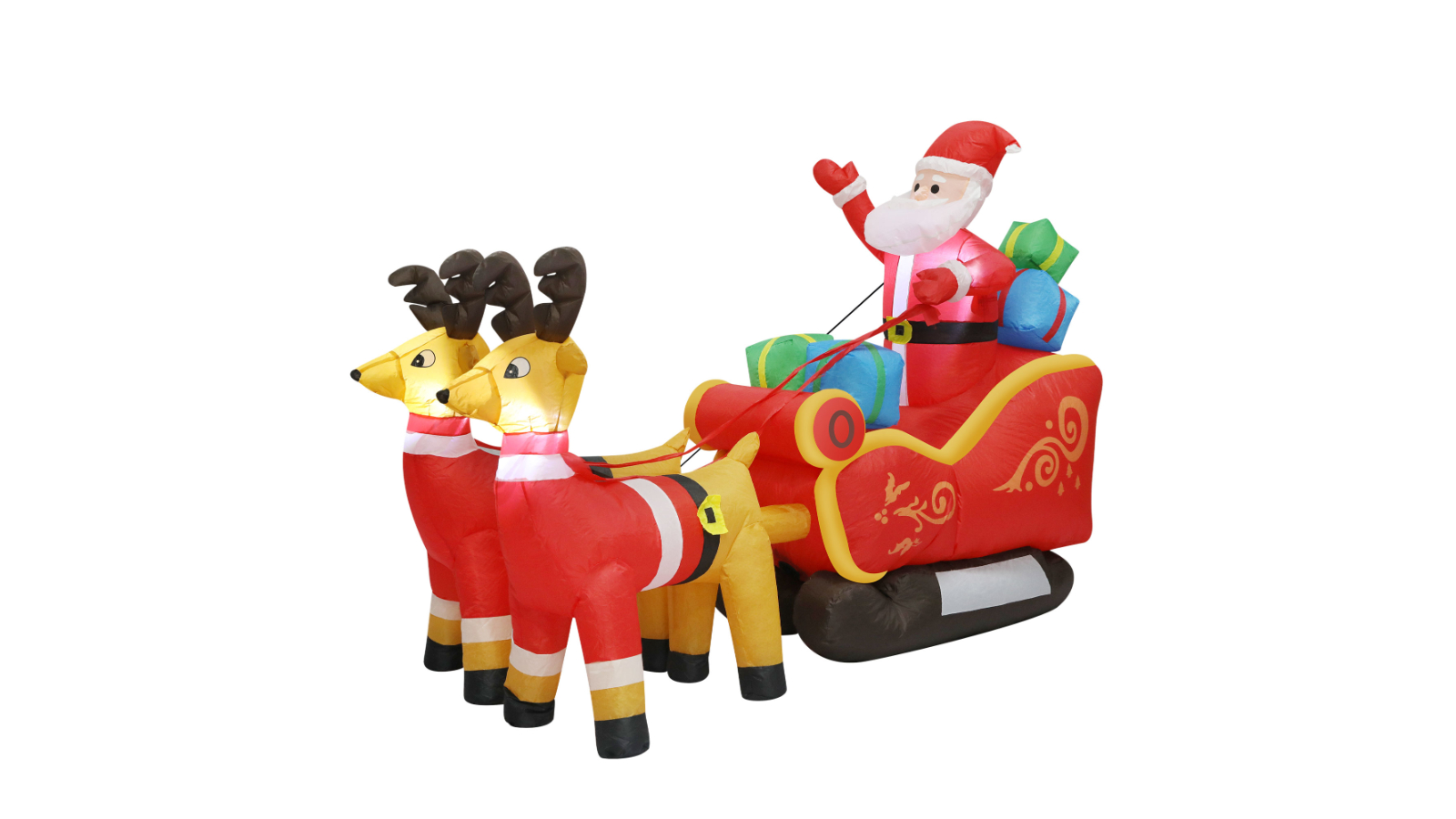 Santaco Inflatable Decor Christmas Sleigh and Reindeer - 2.2metre