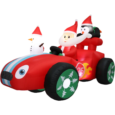 Santaco Inflatable Decor Christmas Santa and Race Car - 2.4metre