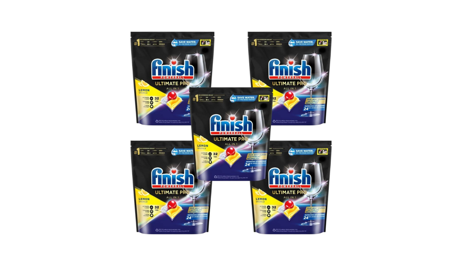 Finish 160 Tabs Ultimate Pro Lemon Dishwasher Tablets – Pack of 5